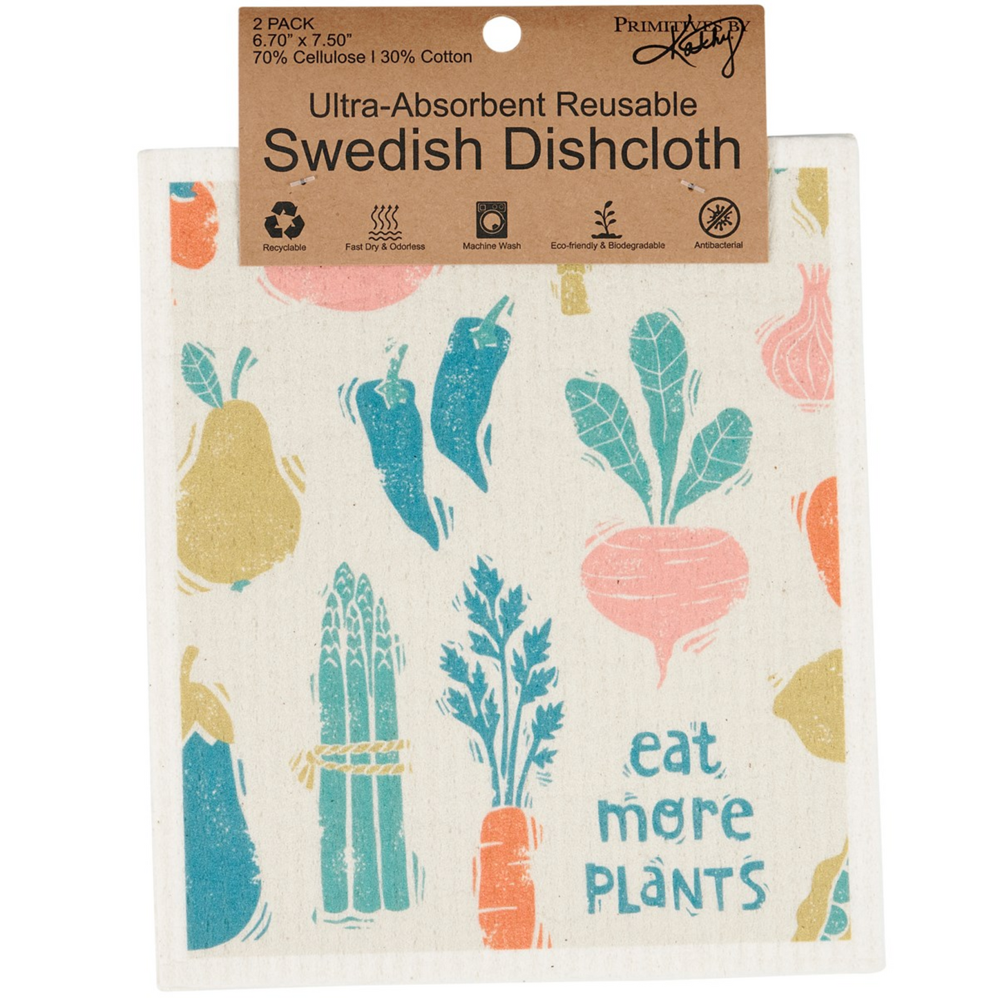 Garden Gnomes and Veggies Swedish Dishcloth by 'Primitives by Kathy'